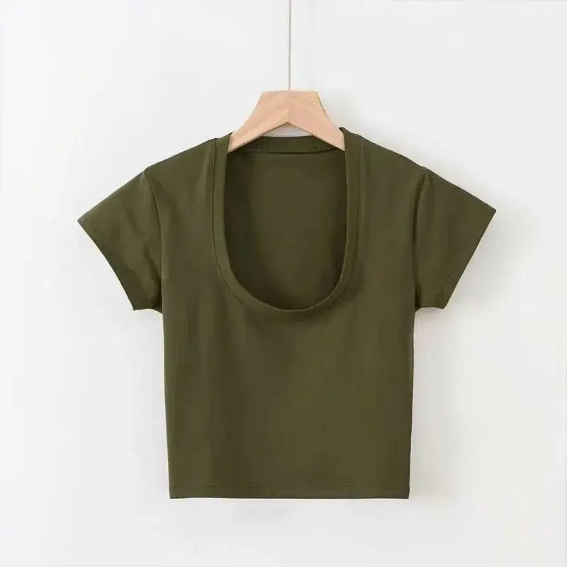 Luxivint kadın giyim polyester elyaf slim fit üstler - Army Green / L - BASİC - BODY